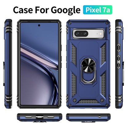 For Google Pixel 7a Shockproof TPU + PC Phone Case with Holder(Blue) - Google Cases by buy2fix | Online Shopping UK | buy2fix