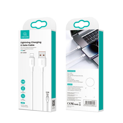 USAMS US-SJ606 U84 2.4A USB to 8 Pin Charging Data Cable, Cable Length:3m(White) - Normal Style Cable by USAMS | Online Shopping UK | buy2fix