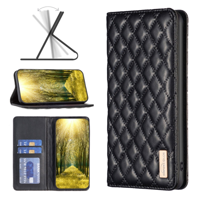 For Xiaomi 13 Lite / Civi 2 Diamond Lattice Magnetic Leather Flip Phone Case(Black) - 13 Lite Cases by buy2fix | Online Shopping UK | buy2fix