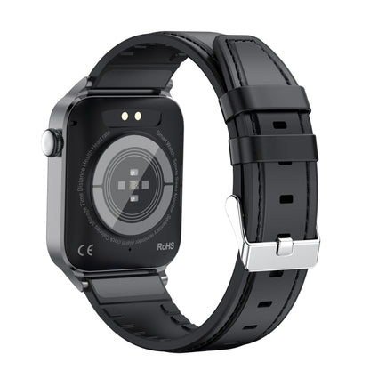 T50 1.85 inch Leather Band IP67 Waterproof Smart Watch Supports Voice Assistant / Health Monitoring(Black) - Smart Wear by buy2fix | Online Shopping UK | buy2fix