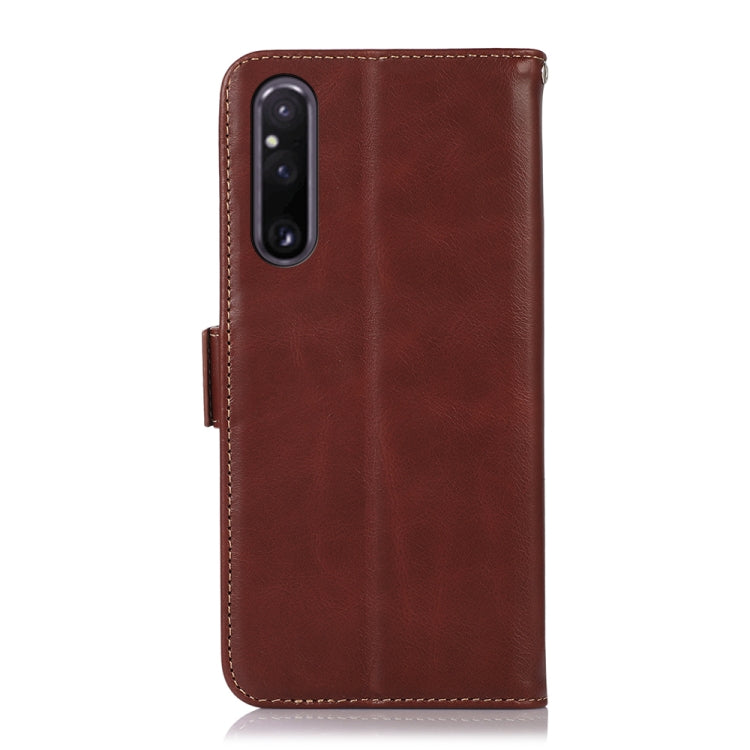 For Sony Xperia 1 V Crazy Horse Top Layer Cowhide Leather Phone Case(Brown) - Sony Cases by buy2fix | Online Shopping UK | buy2fix