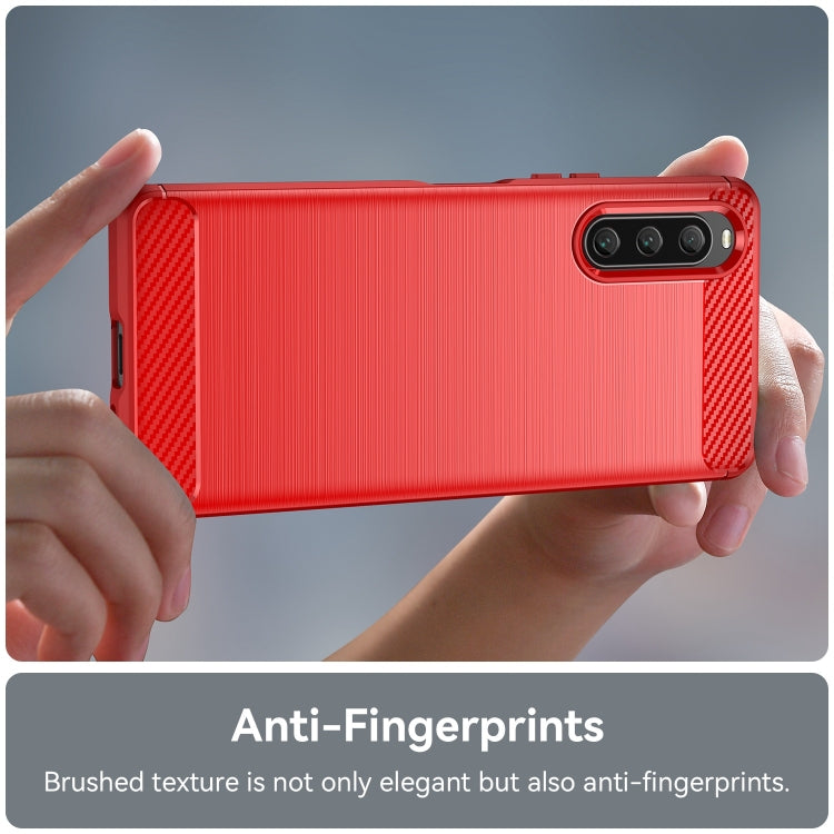 For Sony Xperia 10 V Brushed Texture Carbon Fiber TPU Phone Case(Red) - Sony Cases by buy2fix | Online Shopping UK | buy2fix