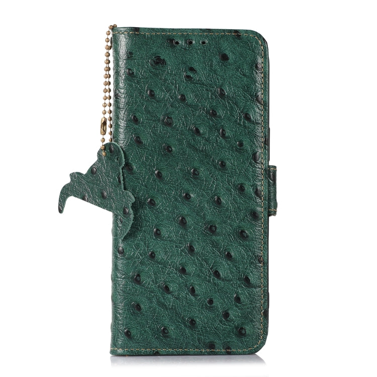 For Samsung Galaxy A24 4G / A25 5G Ostrich Pattern Genuine Leather RFID Phone Case(Green) - Galaxy Phone Cases by buy2fix | Online Shopping UK | buy2fix