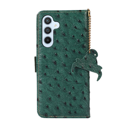 For Samsung Galaxy A24 4G / A25 5G Ostrich Pattern Genuine Leather RFID Phone Case(Green) - Galaxy Phone Cases by buy2fix | Online Shopping UK | buy2fix