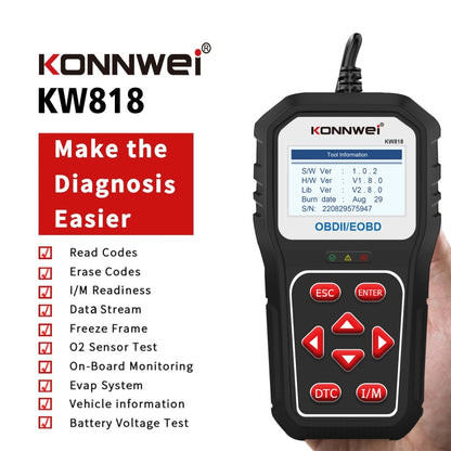 KONNWE KW818 Car OBD2 Bluetooth Fault Detector Diagnostic Tools - Code Readers & Scan Tools by KONNWEI | Online Shopping UK | buy2fix