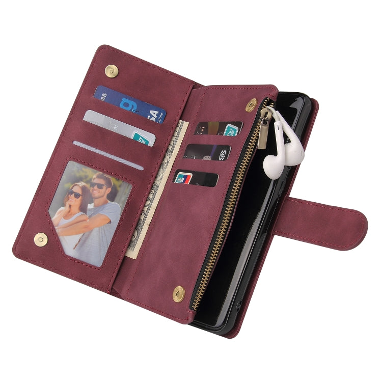 For Xiaomi Redmi Note 12 5G Global India / Poco X5 Multifunctional Multi-Card Wallet Phone Leather Case(Wine Red) - Note 12 Cases by buy2fix | Online Shopping UK | buy2fix