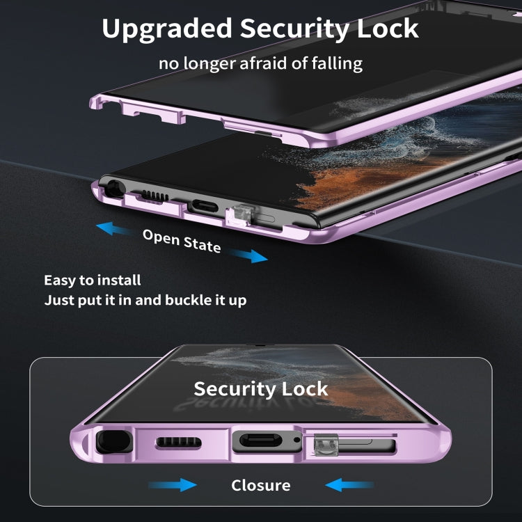 For Samsung Galaxy S21 5G HD Full Cover Magsafe Magnetic Metal Tempered Glass Phone Case(Purple) - Galaxy S21 5G Cases by buy2fix | Online Shopping UK | buy2fix