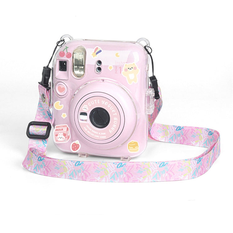 For FUJIFILM instax mini 12 Crystal Hard Acrylic Camera Case with Shoulder Strap(DIY Pink Graffiti) - Protective Case by buy2fix | Online Shopping UK | buy2fix