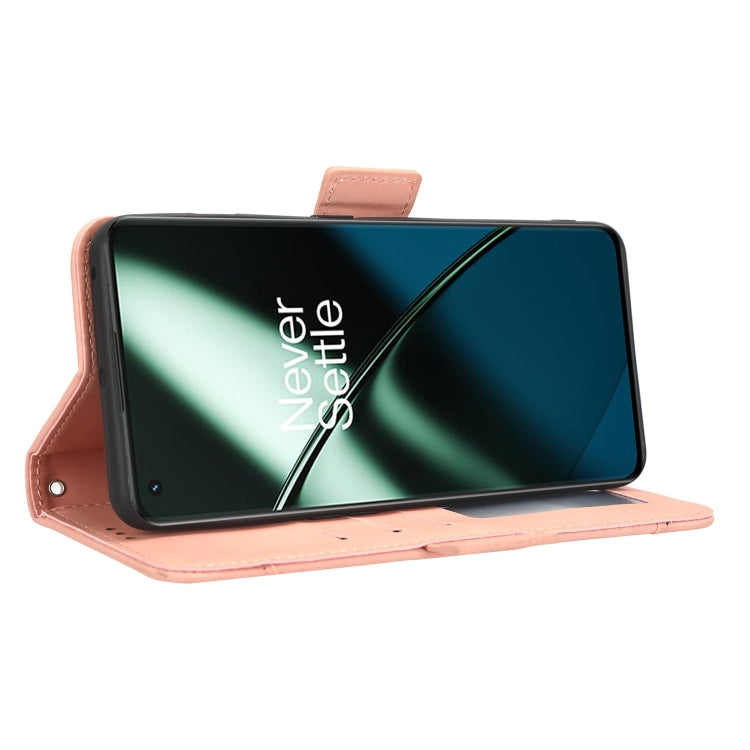 For OnePlus 11R / Ace 2 Skin Feel Calf Texture Card Slots Leather Phone Case(Pink) - OnePlus Cases by buy2fix | Online Shopping UK | buy2fix