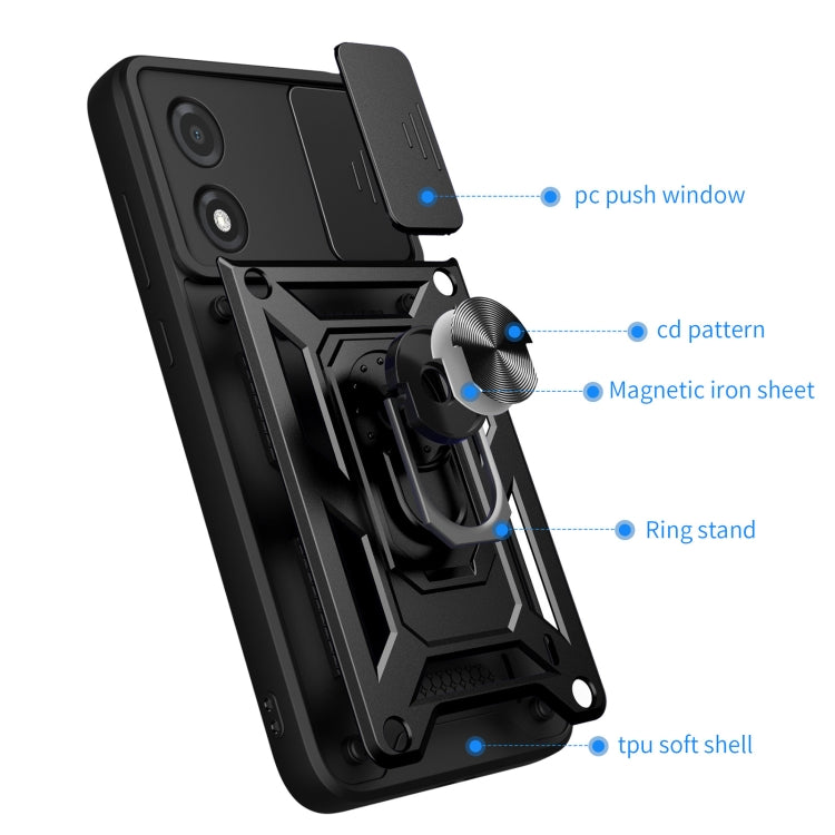 For Motorola Moto E13 4G Sliding Camera Cover Design TPU+PC Phone Case(Red) - Motorola Cases by buy2fix | Online Shopping UK | buy2fix