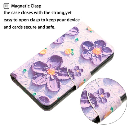 For Xiaomi Redmi 12C Colored Drawing Leather Phone Case(Purple Flower) - Xiaomi Cases by buy2fix | Online Shopping UK | buy2fix