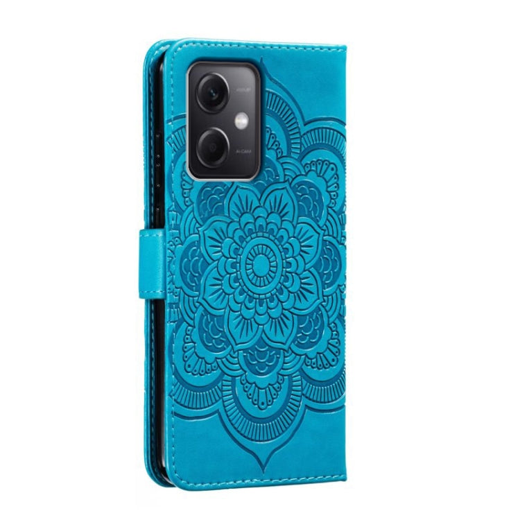 For Xiaomi Redmi Note 12 5G Global Sun Mandala Embossing Pattern Phone Leather Case(Blue) - Note 12 Cases by buy2fix | Online Shopping UK | buy2fix