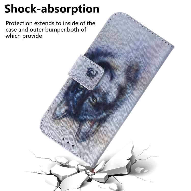 For TCL 408 Coloured Drawing Flip Leather Phone Case(White Wolf) - More Brand by buy2fix | Online Shopping UK | buy2fix