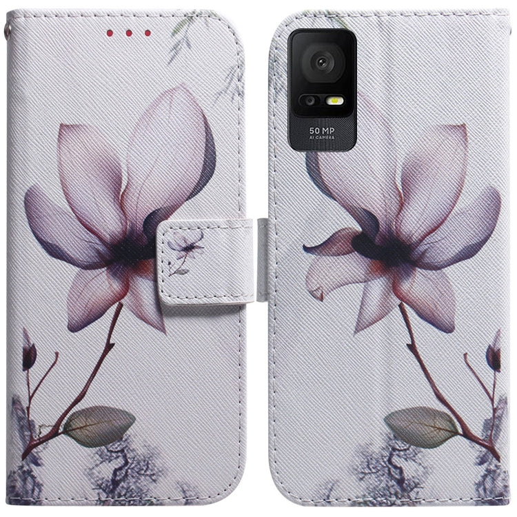 For TCL 408 Coloured Drawing Flip Leather Phone Case(Magnolia) - More Brand by buy2fix | Online Shopping UK | buy2fix