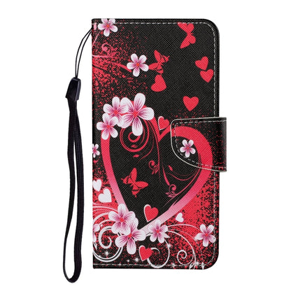 For Xiaomi Redmi Note 12 4G Global Colored Drawing Pattern Flip Leather Phone Case(Red Heart) - Note 12 Cases by buy2fix | Online Shopping UK | buy2fix