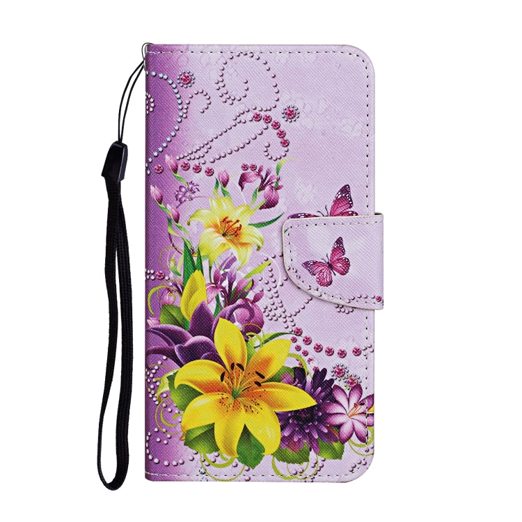 For Xiaomi Redmi Note 12 5G Global/Poco X5 Colored Drawing Pattern Flip Leather Phone Case(Yellow Flower Butterfly) - Note 12 Cases by buy2fix | Online Shopping UK | buy2fix