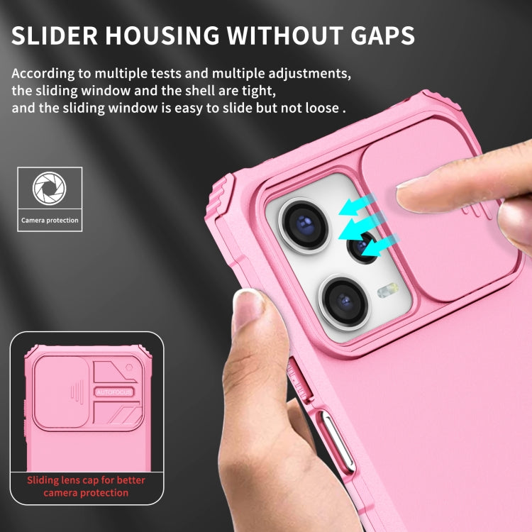 For Xiaomi Redmi Note 12 Pro 5G / Poco X5 Pro Stereoscopic Holder Sliding Camshield Phone Case(Pink) - Note 12 Pro Cases by buy2fix | Online Shopping UK | buy2fix