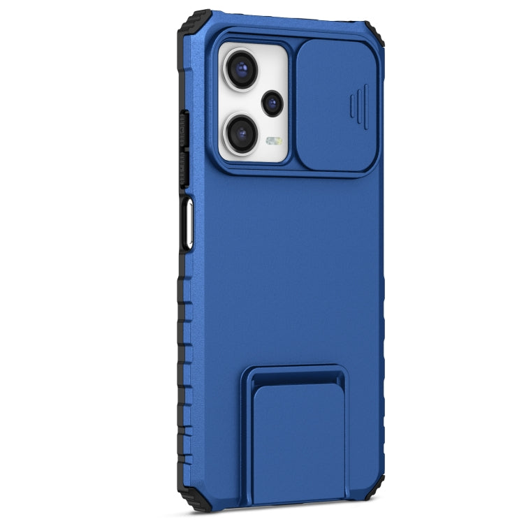 For Xiaomi Redmi Note 12 Pro 5G / Poco X5 Pro Stereoscopic Holder Sliding Camshield Phone Case(Blue) - Note 12 Pro Cases by buy2fix | Online Shopping UK | buy2fix