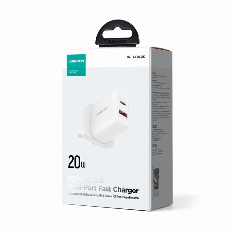 J0YROOM TCF05 20W USB+USB-C/Type-C Fast Charger, Specification:UK Plug(White) -  by JOYROOM | Online Shopping UK | buy2fix