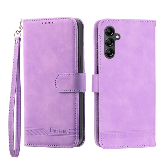 For Samsung Galaxy M14 5G Global Dierfeng Dream Line TPU + PU Leather Phone Case(Purple) - Galaxy Phone Cases by buy2fix | Online Shopping UK | buy2fix