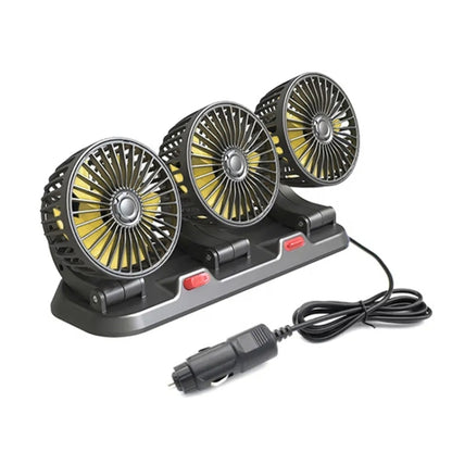 F4310 360-Degree Rotating Adjustable Car Three-Head Fan, Style:12V Cigarette Lighter - In Car by buy2fix | Online Shopping UK | buy2fix