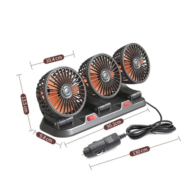 F4310 360-Degree Rotating Adjustable Car Three-Head Fan, Style:12V Cigarette Lighter - In Car by buy2fix | Online Shopping UK | buy2fix