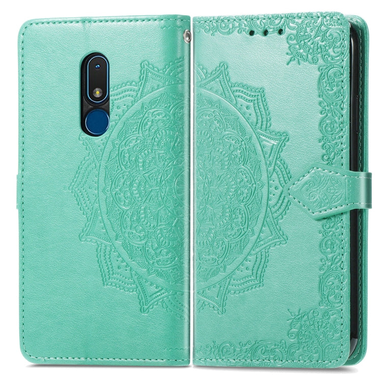 For Nokia C3 Mandala Flower Embossed Leather Phone Case(Green) - Nokia Cases by buy2fix | Online Shopping UK | buy2fix