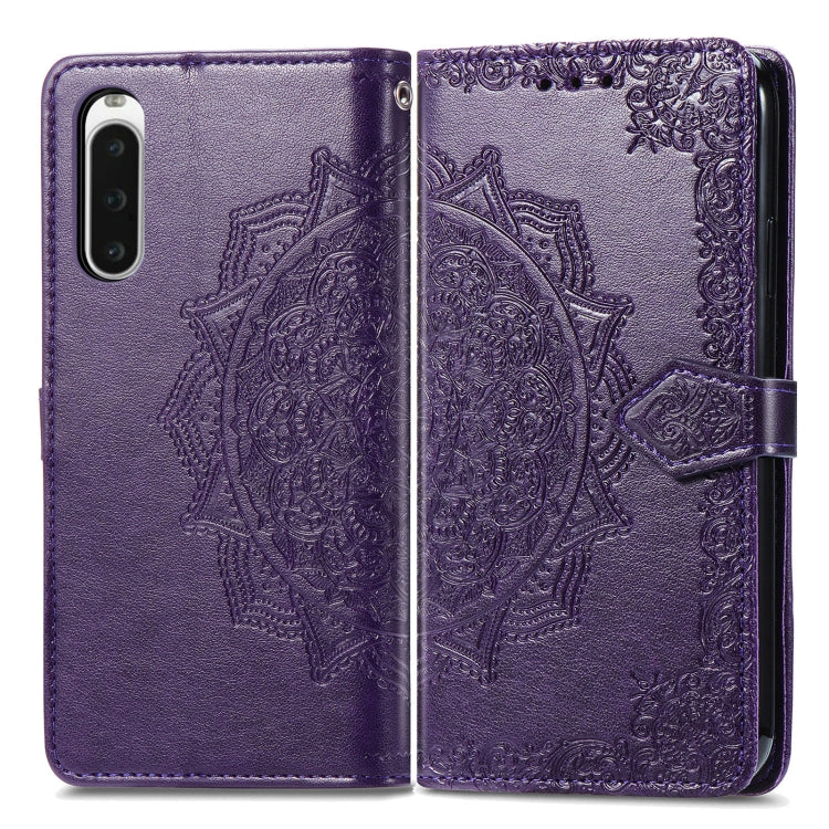 For Sony Xperia 10 IV Mandala Flower Embossed Leather Phone Case(Purple) - Sony Cases by buy2fix | Online Shopping UK | buy2fix