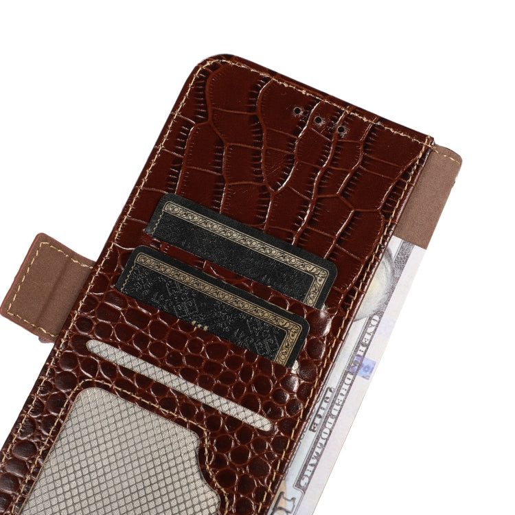 For Nokia C22 4G Crocodile Top Layer Cowhide Leather Phone Case(Brown) - Nokia Cases by buy2fix | Online Shopping UK | buy2fix