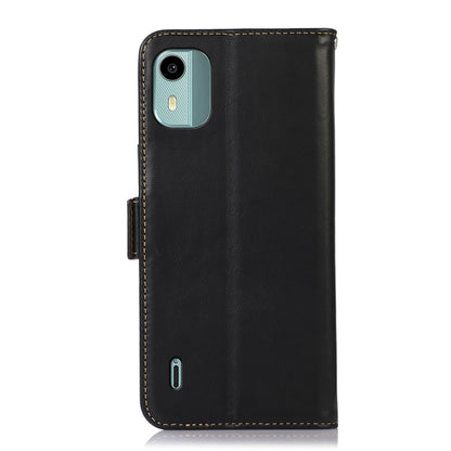 For Nokia C12 4G Crazy Horse Top Layer Cowhide Leather Phone Case(Black) - Nokia Cases by buy2fix | Online Shopping UK | buy2fix