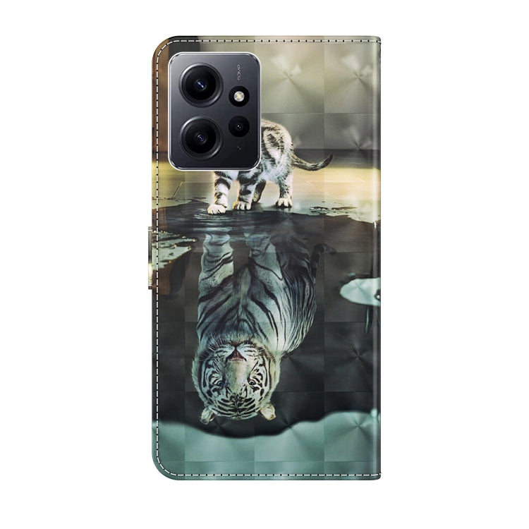 For Xiaomi Redmi Note 12 4G Global 3D Painting Pattern Flip Leather Phone Case(Cat Tiger) - Note 12 Cases by buy2fix | Online Shopping UK | buy2fix