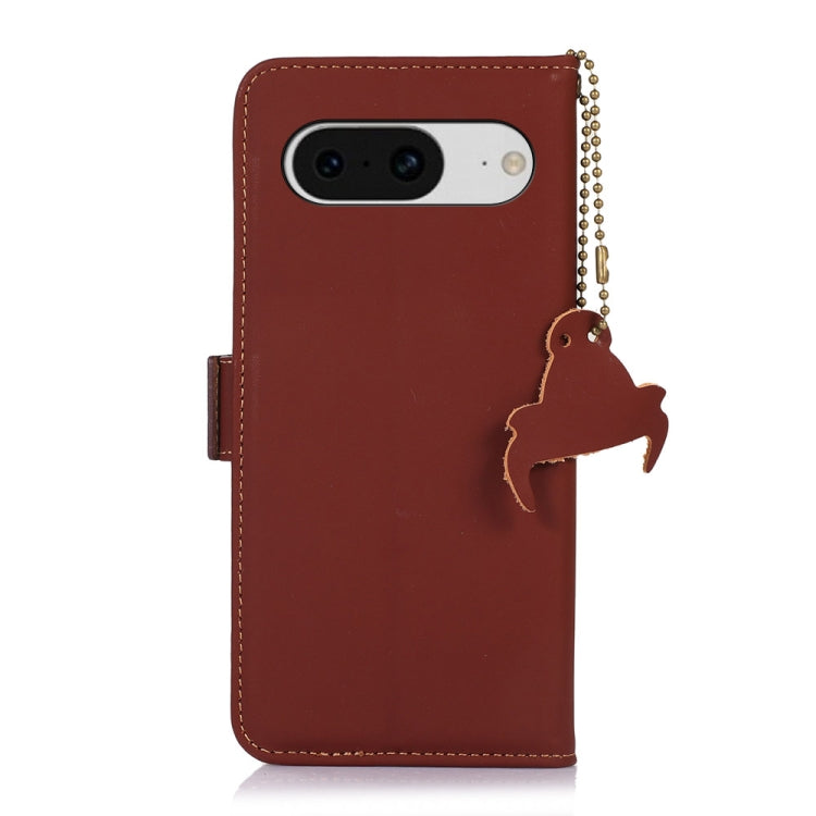 For Google Pixel 8 Genuine Leather Magnetic RFID Leather Phone Case(Coffee) - Google Cases by buy2fix | Online Shopping UK | buy2fix