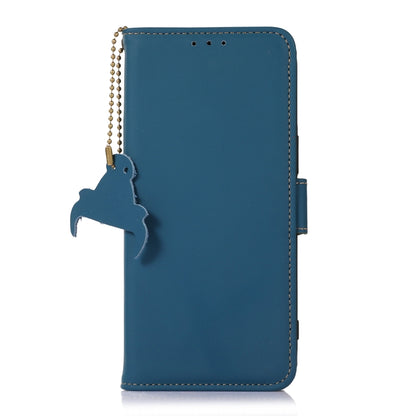 For Samsung Galaxy F14 5G Genuine Leather Magnetic RFID Leather Phone Case(Blue) - Galaxy Phone Cases by buy2fix | Online Shopping UK | buy2fix