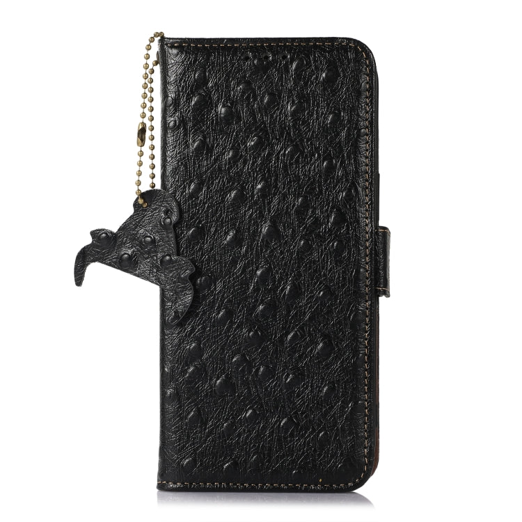 For Samsung Galaxy F14 5G Ostrich Pattern Genuine Leather RFID Phone Case(Black) - Galaxy Phone Cases by buy2fix | Online Shopping UK | buy2fix