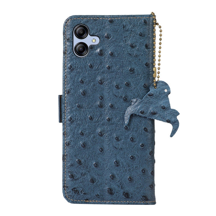 For Samsung Galaxy F14 5G Ostrich Pattern Genuine Leather RFID Phone Case(Blue) - Galaxy Phone Cases by buy2fix | Online Shopping UK | buy2fix