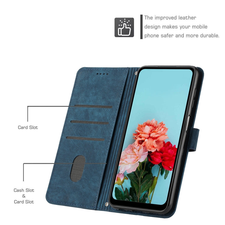 For OnePlus Nord CE 3/Nord CE 3 Lite/Nord N30 Skin Feel Stripe Pattern Leather Phone Case with Lanyard(Blue) - OnePlus Cases by buy2fix | Online Shopping UK | buy2fix