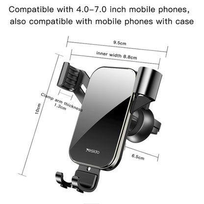 Yesido C87 Car Air Outlet Mirror Gravity Phone Mount Holder(Black) -  by Yesido | Online Shopping UK | buy2fix