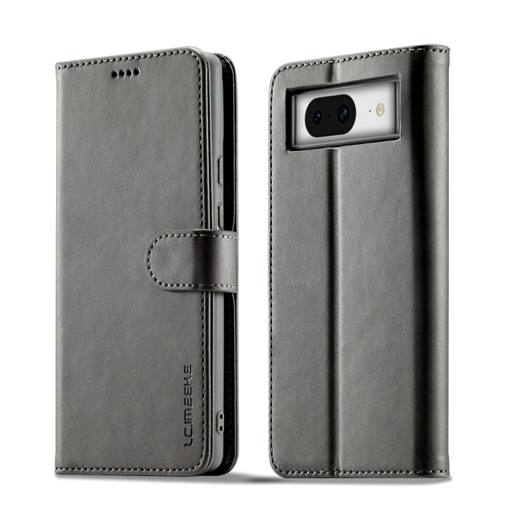 For Google Pixel 8 LC.IMEEKE Calf Texture Horizontal Flip Leather Phone Case(Grey) - Google Cases by LC.IMEEKE | Online Shopping UK | buy2fix