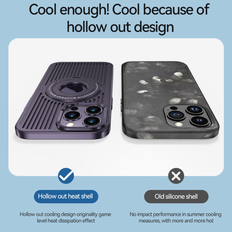 For iPhone 14 Pro Max Cooling MagSafe Magnetic Ring Holder Phone Case(Blue) - iPhone 14 Pro Max Cases by buy2fix | Online Shopping UK | buy2fix