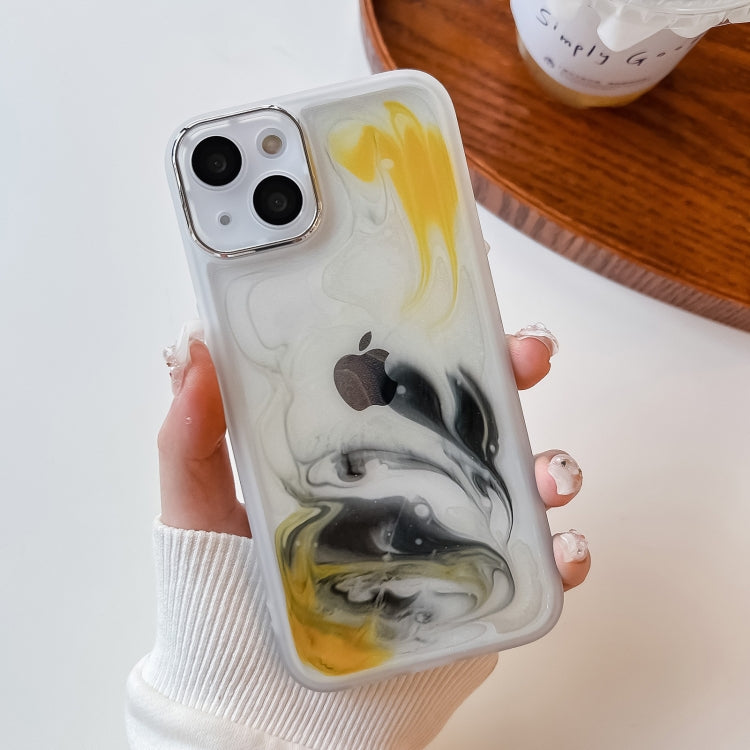 For iPhone 13 Oil Painting Electroplating TPU Phone Case(White) - iPhone 13 Cases by buy2fix | Online Shopping UK | buy2fix