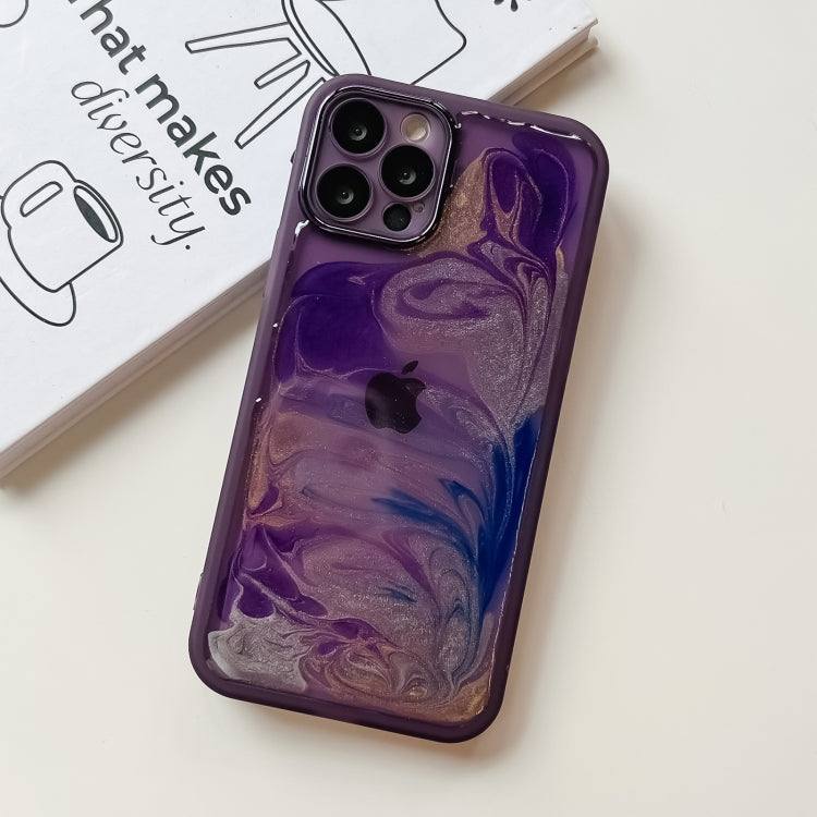 For iPhone 12 Pro Oil Painting Electroplating TPU Phone Case(Purple) - iPhone 12 / 12 Pro Cases by buy2fix | Online Shopping UK | buy2fix