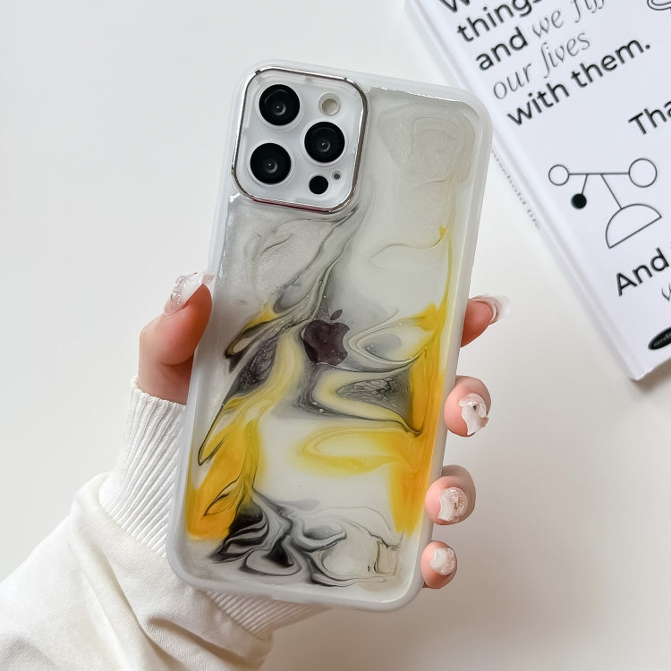 For iPhone 12 Pro Max Oil Painting Electroplating TPU Phone Case(White) - iPhone 12 Pro Max Cases by buy2fix | Online Shopping UK | buy2fix