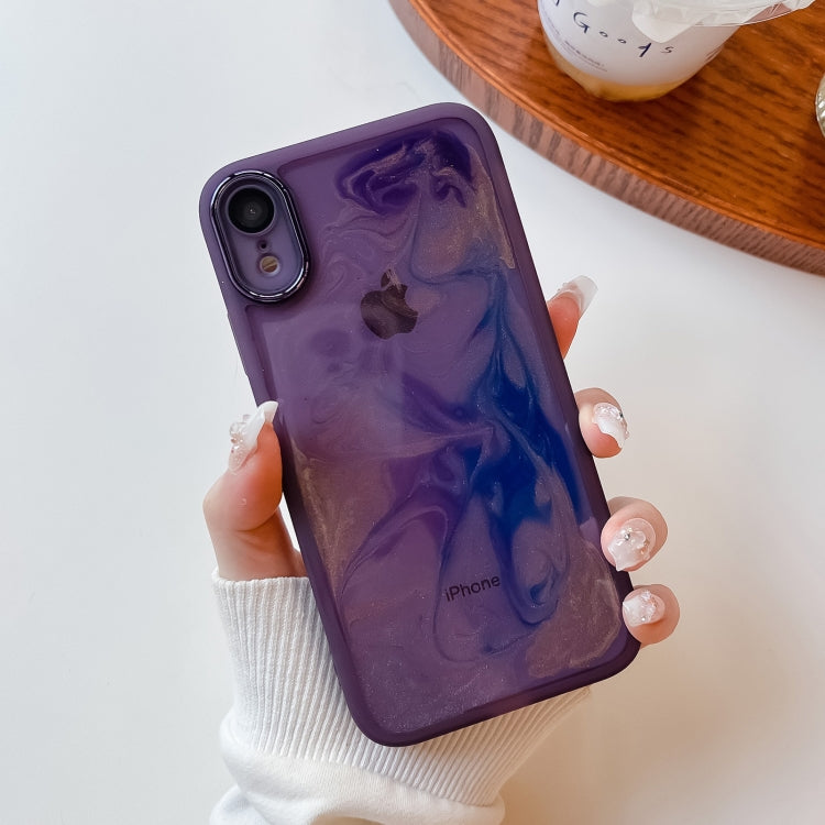 For iPhone XR Oil Painting Electroplating TPU Phone Case(Purple) - More iPhone Cases by buy2fix | Online Shopping UK | buy2fix