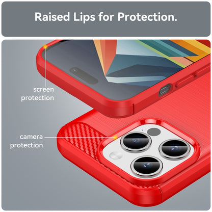 For iPhone 15 Pro Brushed Texture Carbon Fiber TPU Phone Case(Red) - iPhone 15 Pro Cases by buy2fix | Online Shopping UK | buy2fix