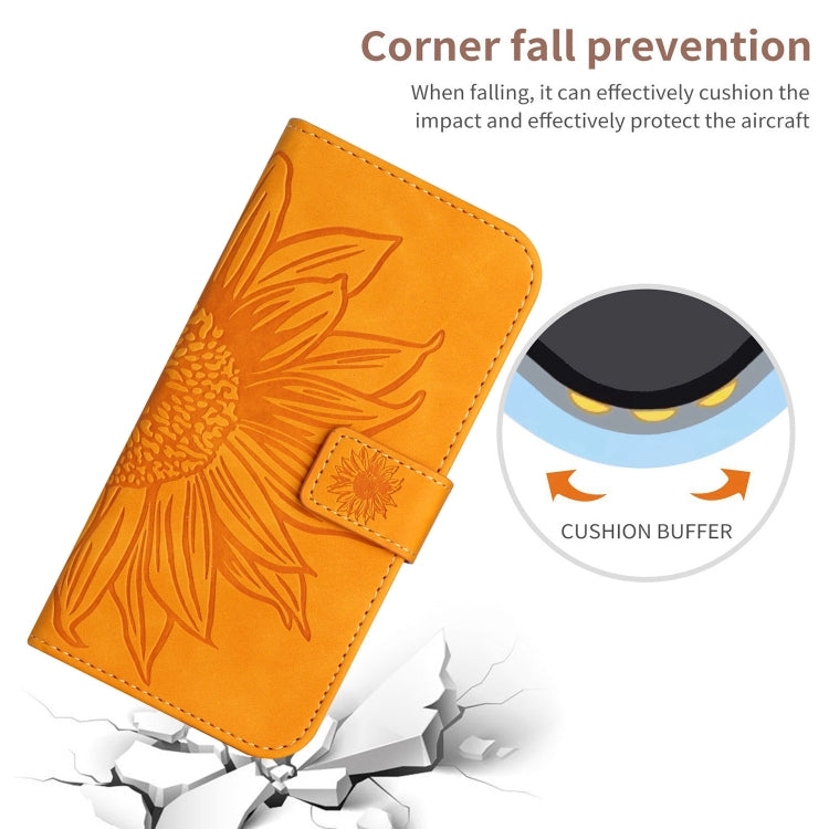 For Xiaomi Poco F5 Pro Skin Feel Sun Flower Embossed Flip Leather Phone Case with Lanyard(Yellow) - Xiaomi Cases by buy2fix | Online Shopping UK | buy2fix