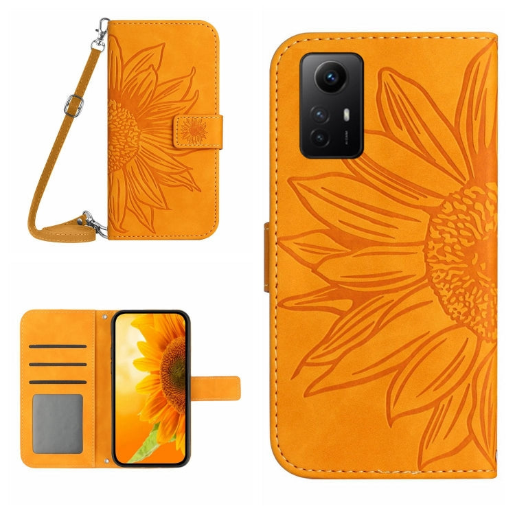 For Xiaomi Redmi Note 12S Skin Feel Sun Flower Embossed Flip Leather Phone Case with Lanyard(Yellow) - Xiaomi Cases by buy2fix | Online Shopping UK | buy2fix