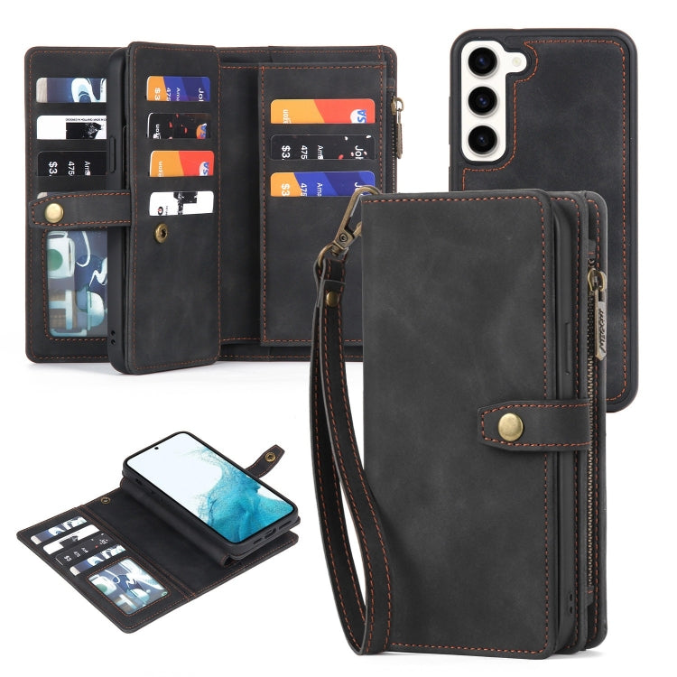 For Samsung Galaxy A13 5G Zipper Wallet Detachable MagSafe Leather Phone Case(Black) - Galaxy Phone Cases by buy2fix | Online Shopping UK | buy2fix