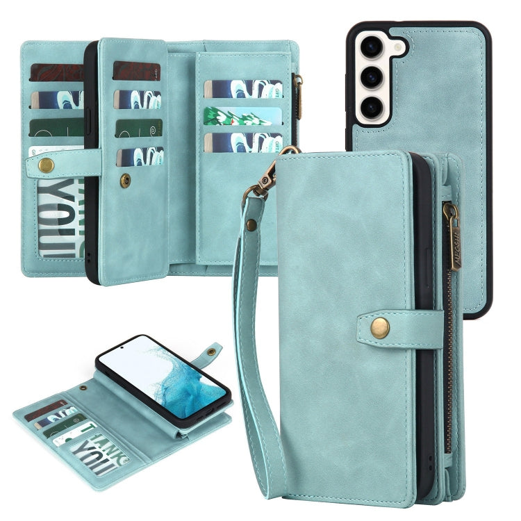 For Samsung Galaxy A42 5G Zipper Wallet Detachable MagSafe Leather Phone Case(Blue) - Galaxy Phone Cases by buy2fix | Online Shopping UK | buy2fix