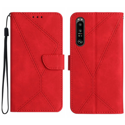 For Sony Xperia 5 IV Stitching Embossed Leather Phone Case(Red) - Sony Cases by buy2fix | Online Shopping UK | buy2fix
