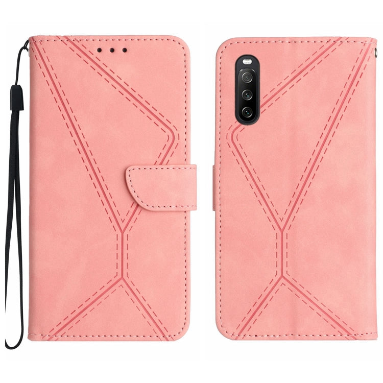 For Sony Xperia 10 IV Stitching Embossed Leather Phone Case(Pink) - Sony Cases by buy2fix | Online Shopping UK | buy2fix